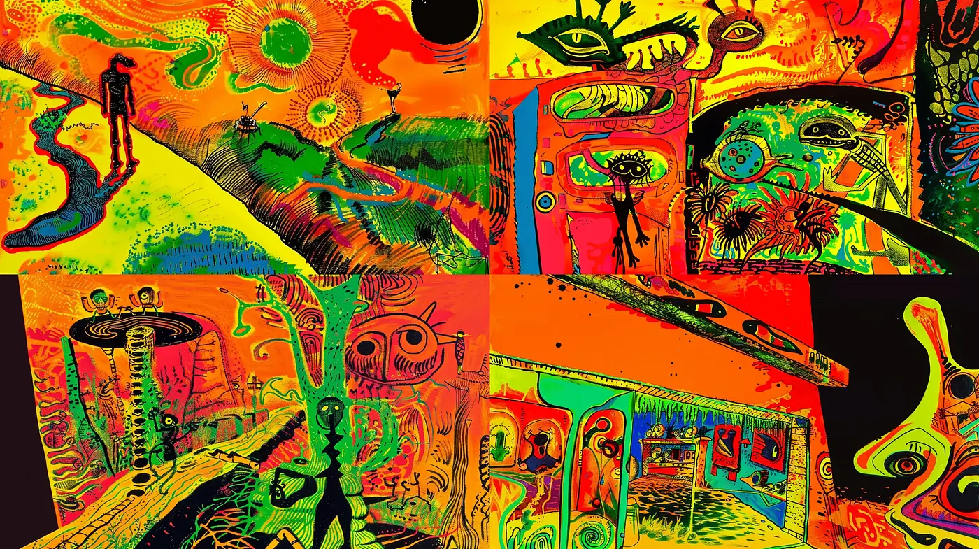 Vibrant Psychedelic Dreamscape Fusion - Midjourney sref style