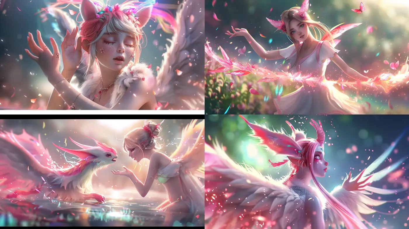 Enchanted Ethereal Dreamscapes with Vivid Blossoming Colors - Midjourney sref style