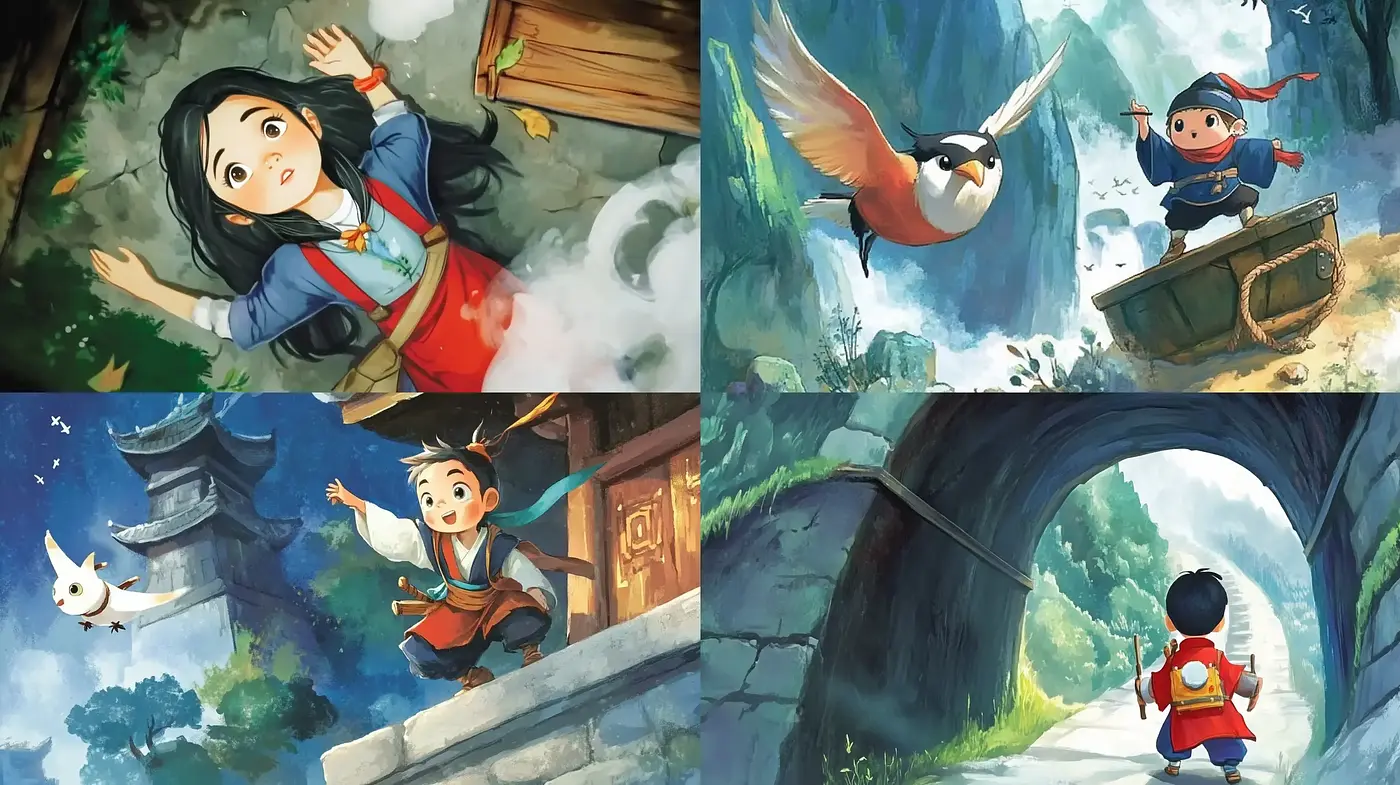 Enchanted Eastern Tableaux: A Harmonious Blend of Anime and Watercolor Styles - Midjourney sref style