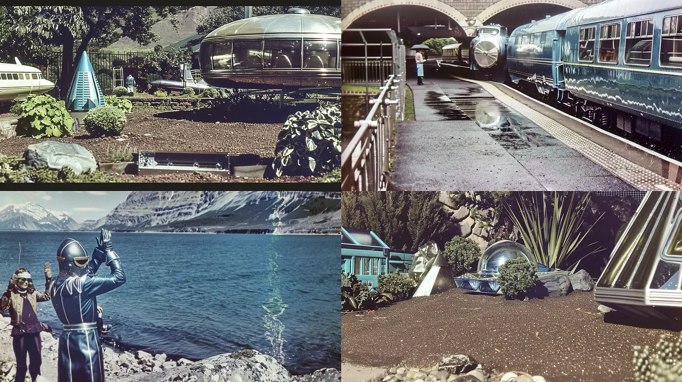 Retrofuturistic Journey Through Mid-Century Modern Visions - Midjourney sref style