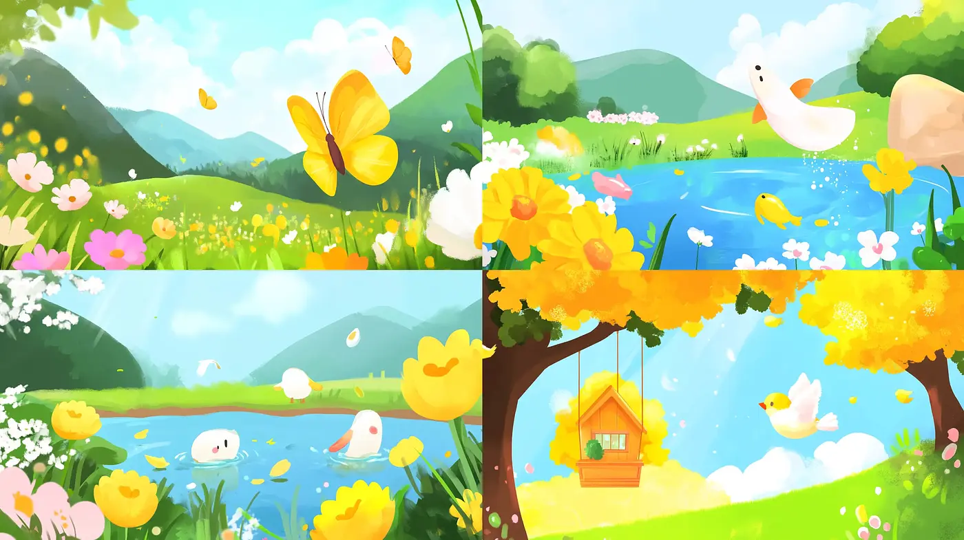Idyllic Countryside Dreamscape in Vibrant Watercolors - Midjourney sref style