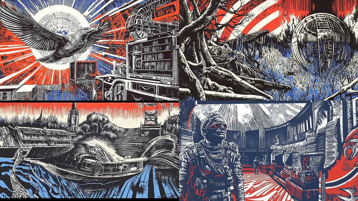 Vivid Contrast Linocut - A Homage to Expressive Printmaking Techniques - Midjourney sref style