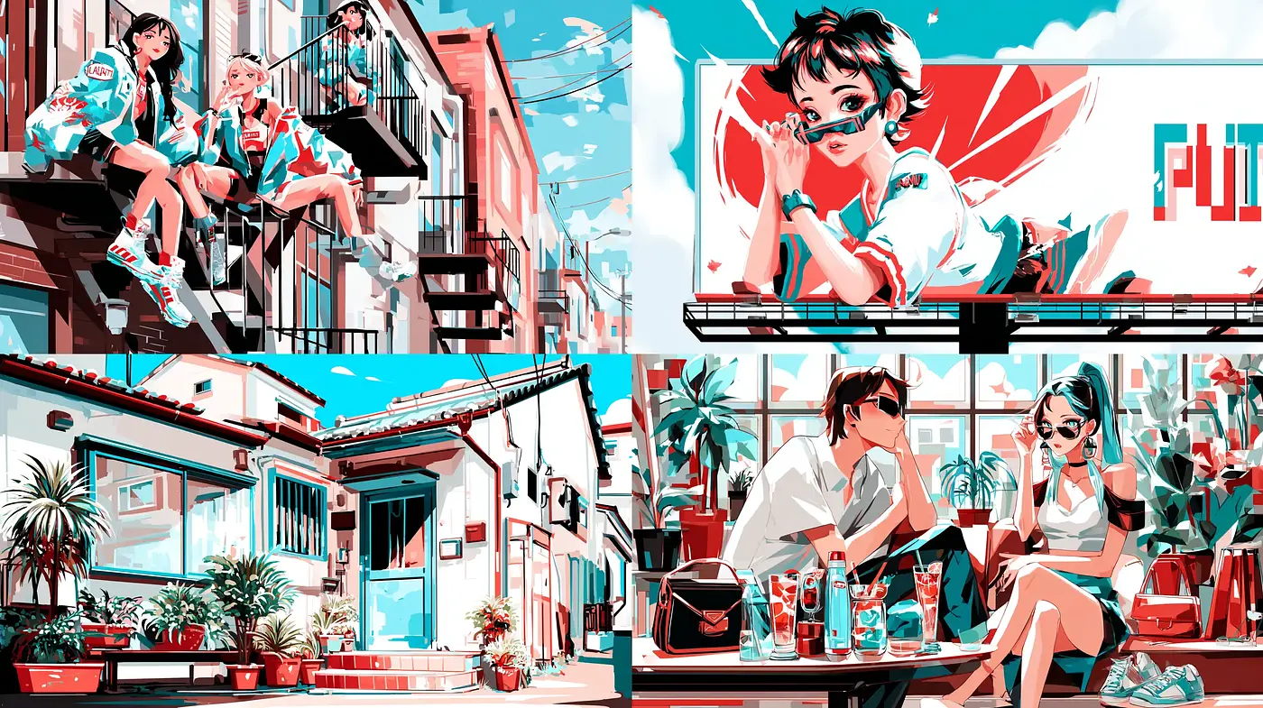 Vibrant Retro Futurism with a Playful Urban Aesthetic - Midjourney sref style
