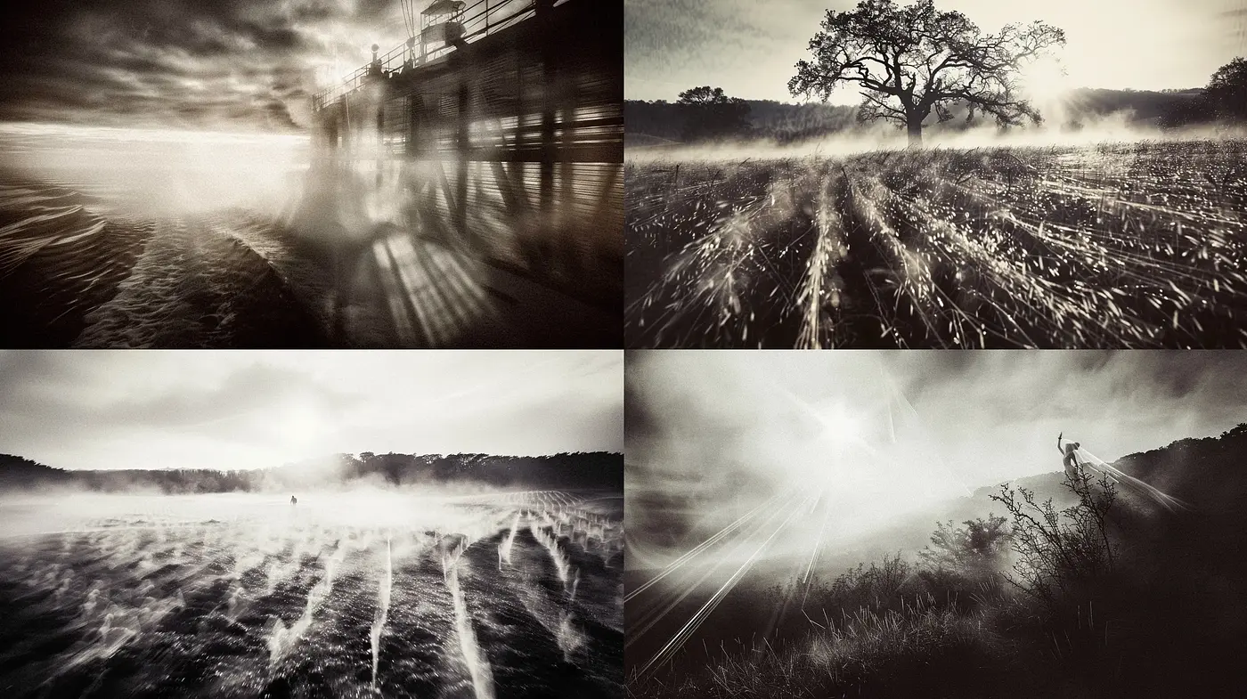 Ephemeral Whispers of Light and Shadow in Monochrome - Midjourney sref style