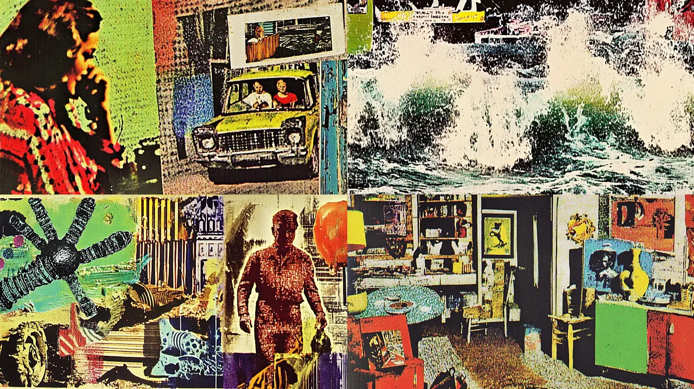 Eclectic Textural Collage with Nostalgic Overtones - Midjourney sref style