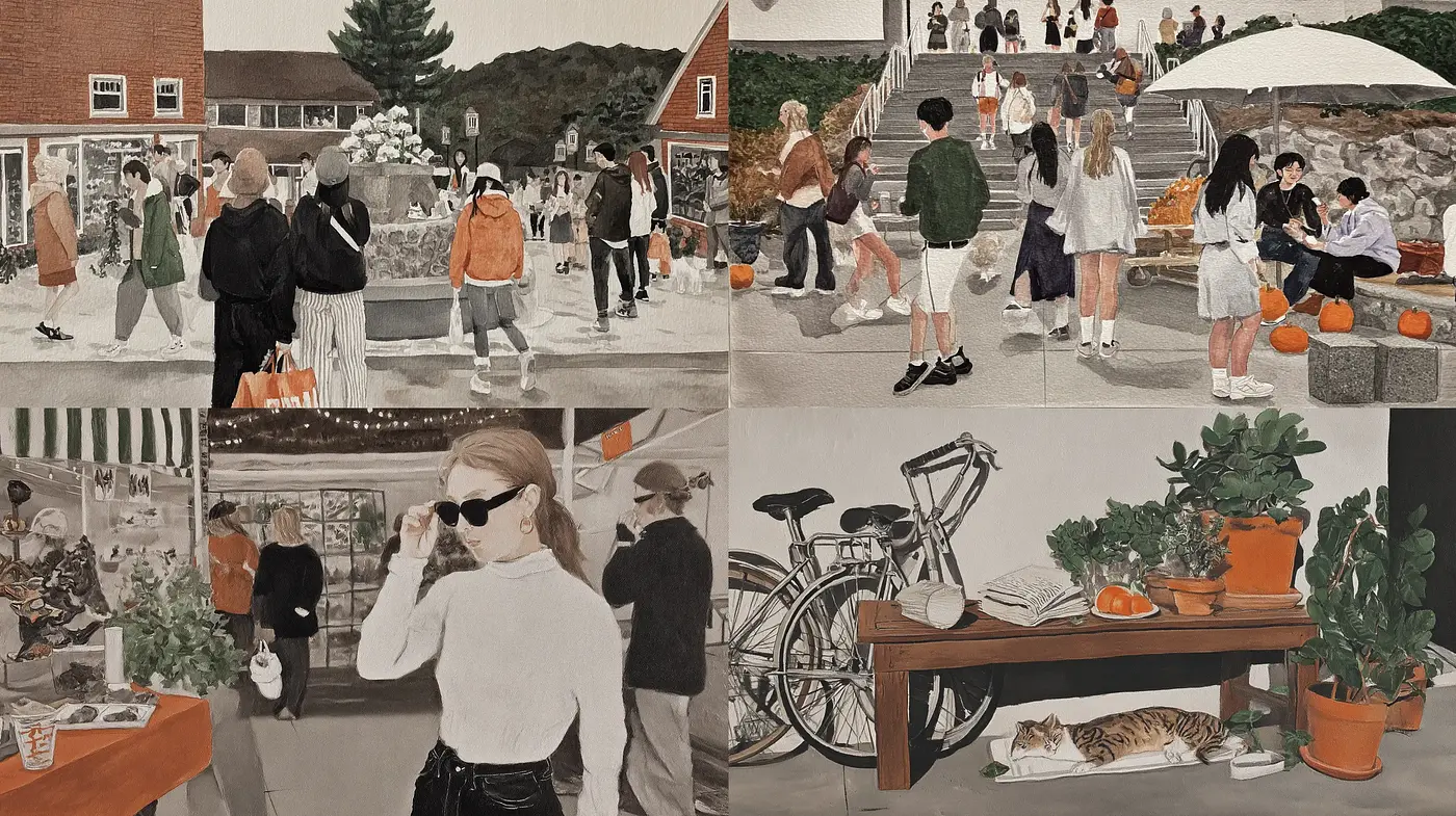 Contemporary Urban Life in a Soft Color Palette with a Realistic Flair - Midjourney sref style