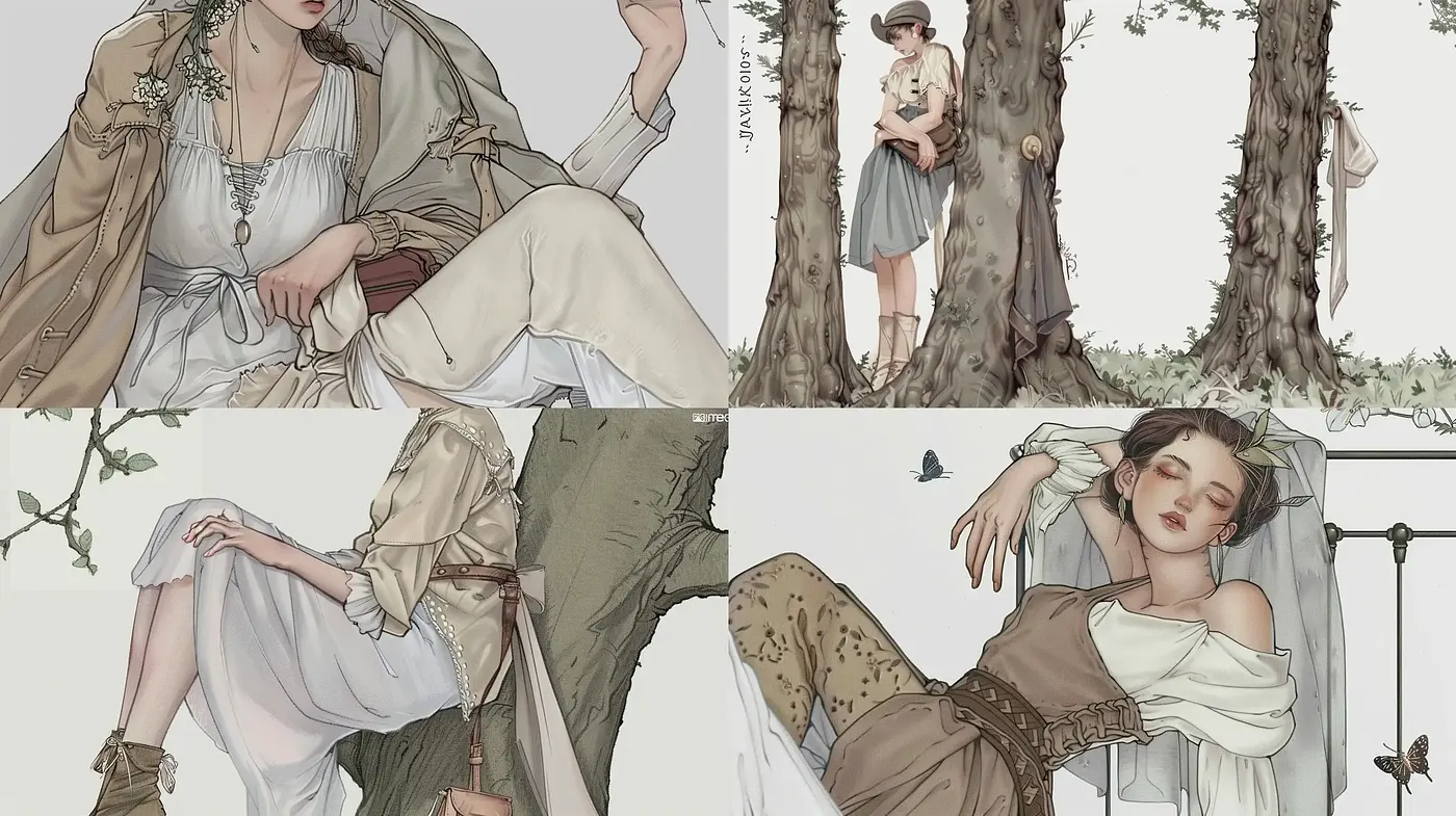 Ethereal Earth Tones: A Consistent Style of Gentle Romanticism and Poise - Midjourney sref style