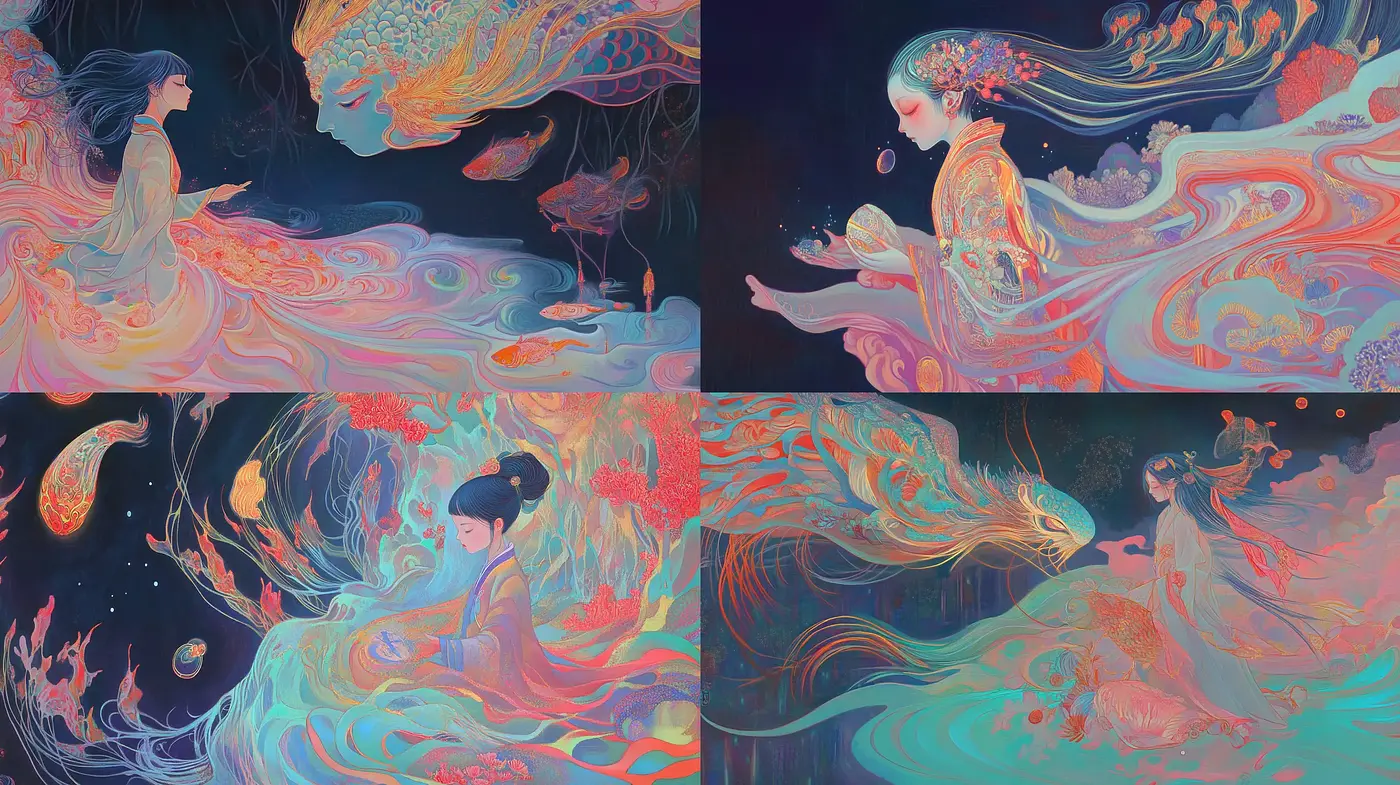 Ethereal Dreamscapes with Whimsical Expressions - Midjourney sref style