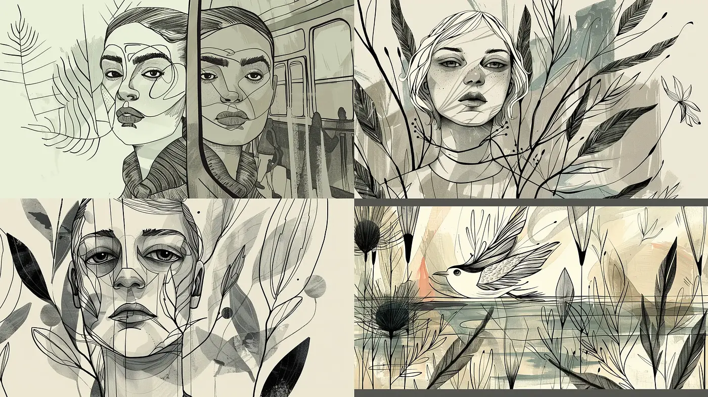 Ethereal Ink Wash Essence with Expressive Lineart - Midjourney sref style