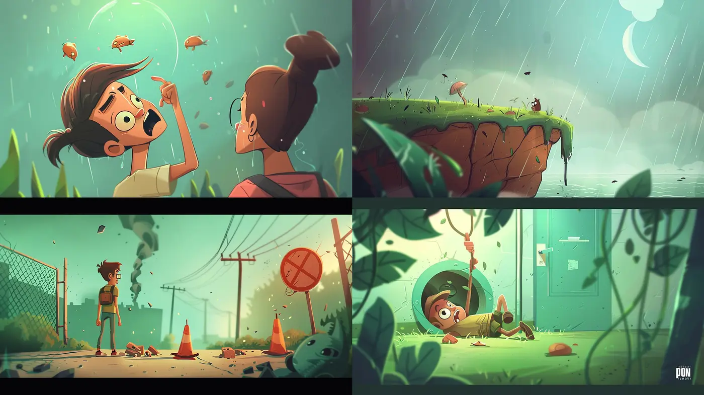 Whimsical Storybook Illustration with Saturated Palette and Emotive Ambiance - Midjourney sref style