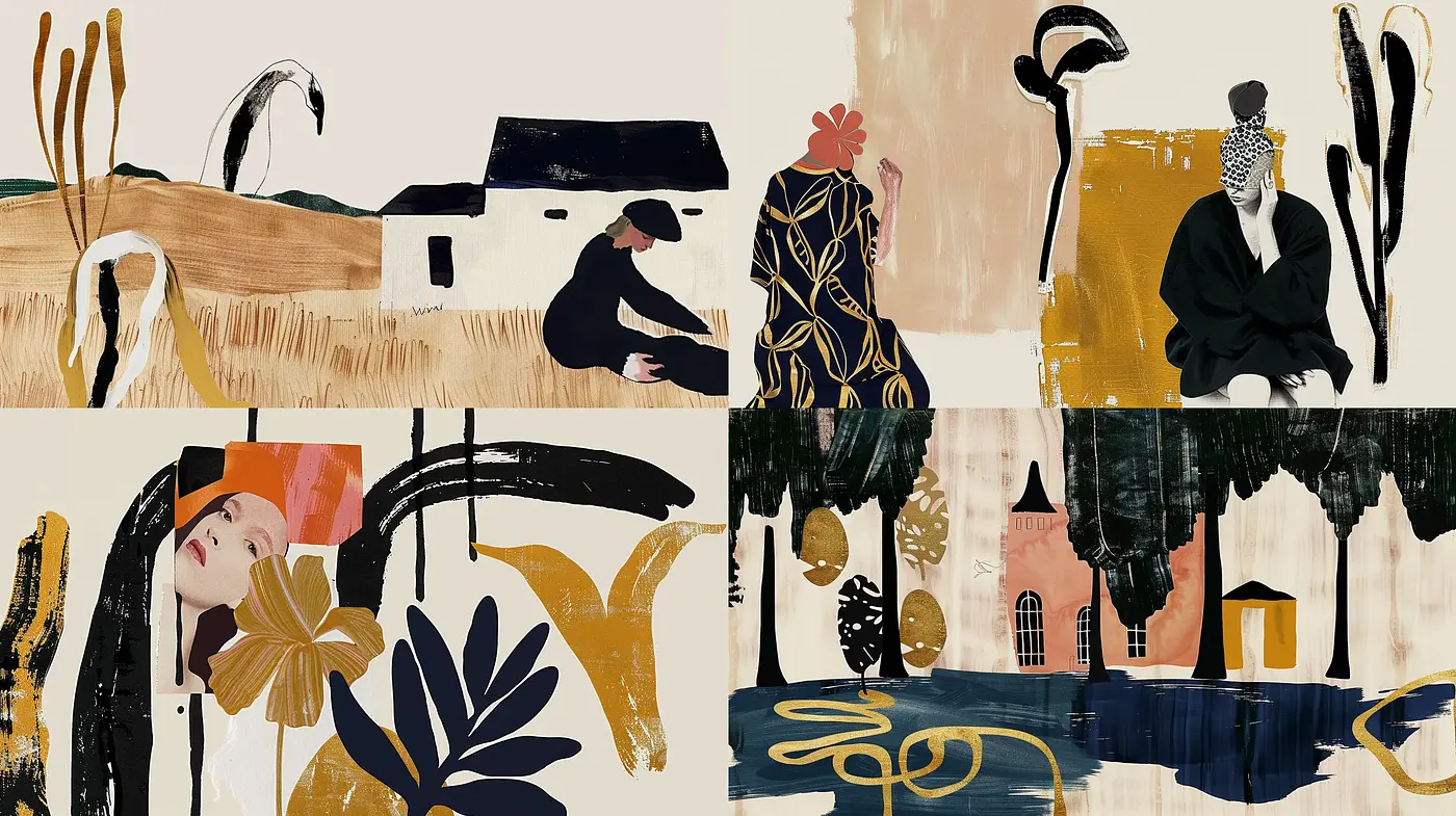Abstract Expressionist Fusion with a Warm, Earthy Palette - Midjourney sref style