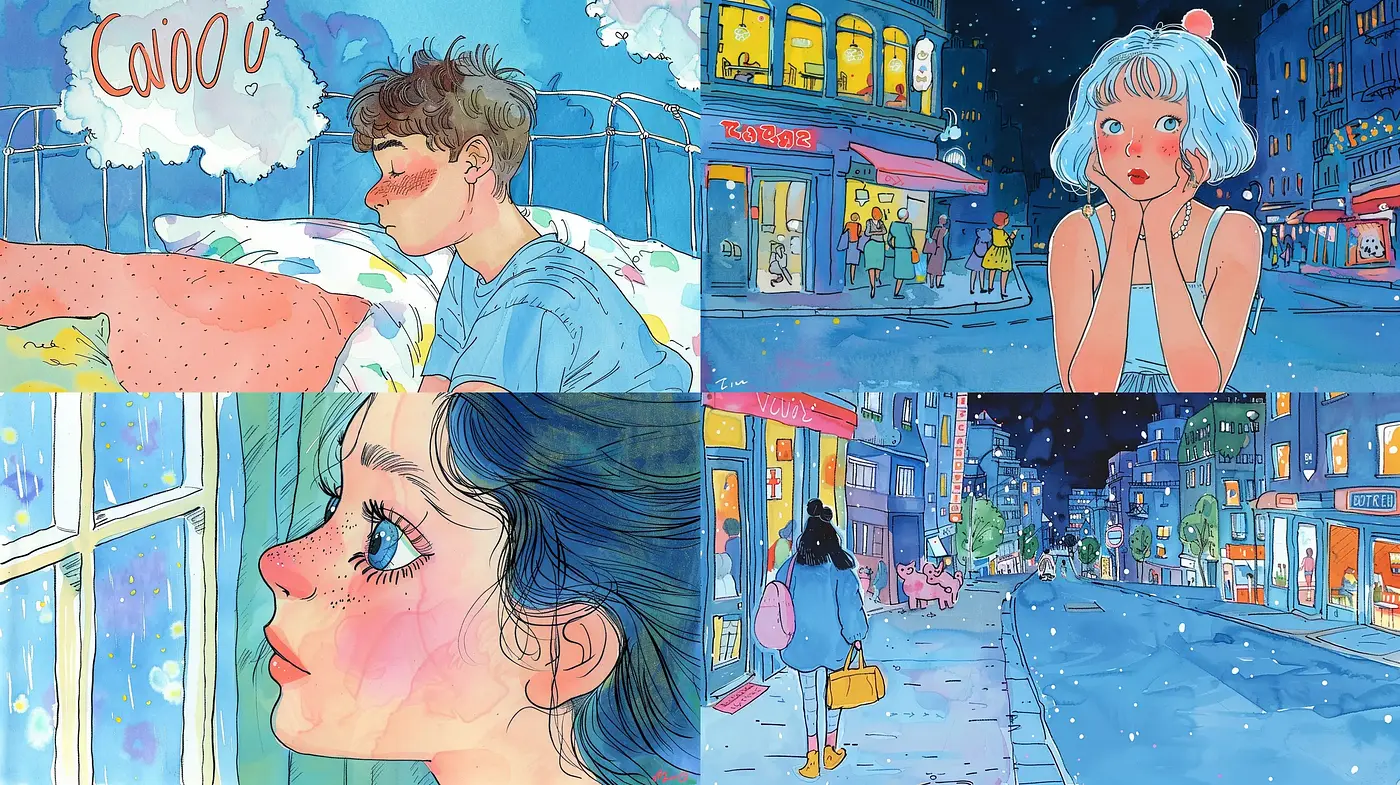 Whimsical Watercolor Dreamscapes with Hints of Anime Influence - Midjourney sref style