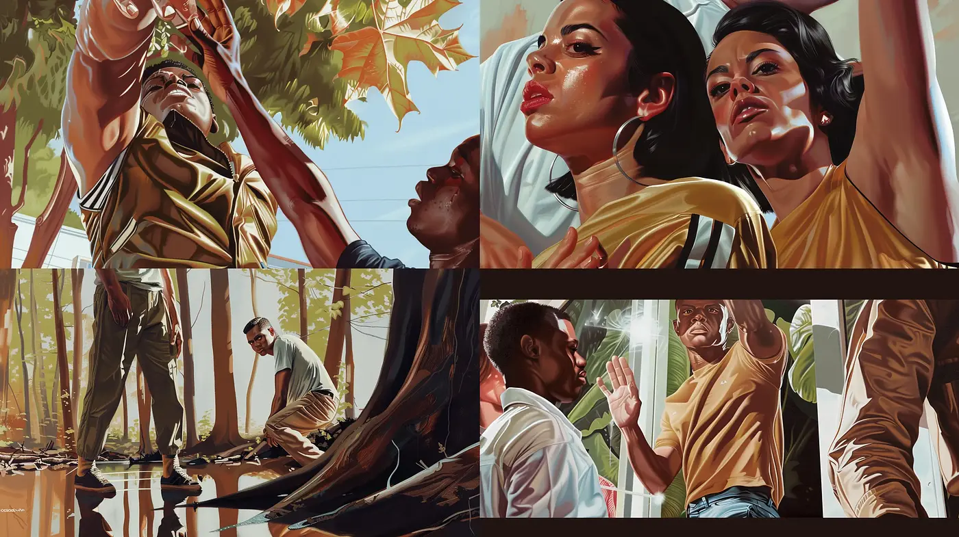 Luminous Brushwork in Contemporary Figurative Storytelling - Midjourney sref style