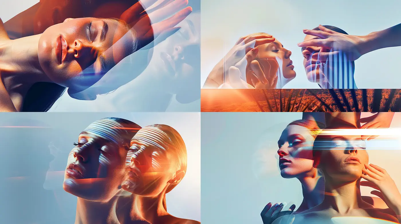 Luminous Ethereality: A Fusion of Digital Gloss and Human Contemplation - Midjourney sref style