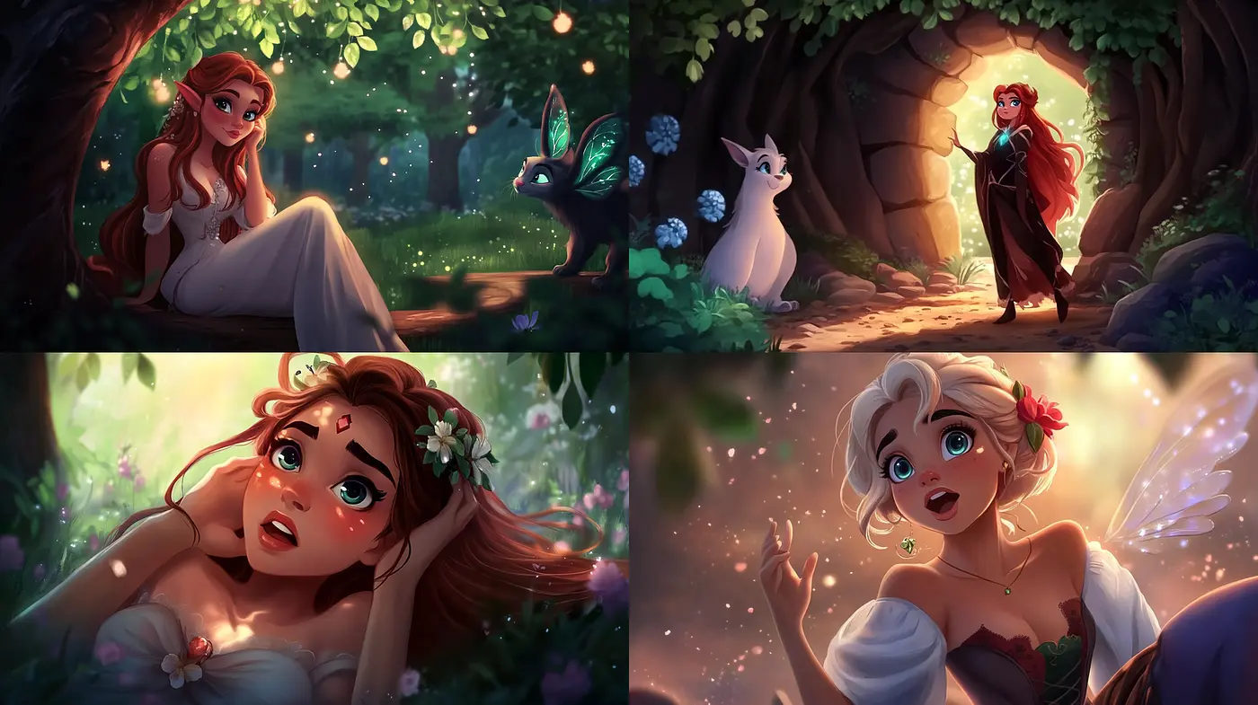 Whimsical Fantasy Illustrations with Enchanted Elements - Midjourney sref style