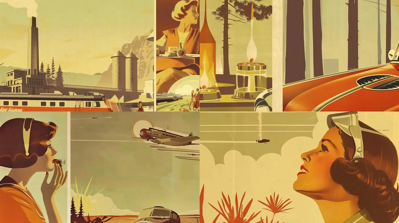 Retro Futurism with a Golden Era Twist - Midjourney sref style