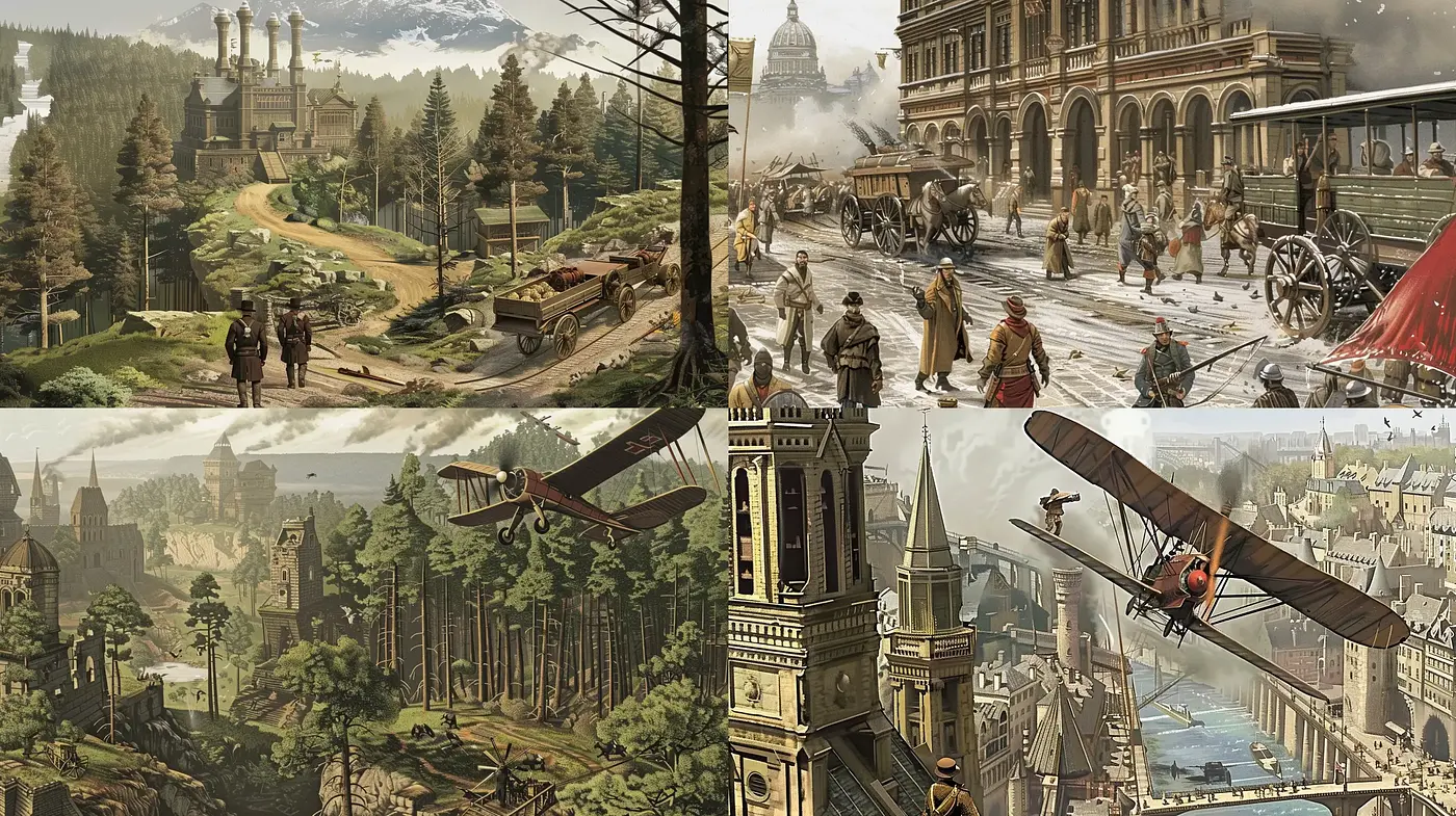 Timeless Epochs: A Seamless Fusion of History and Fantasy - Midjourney sref style