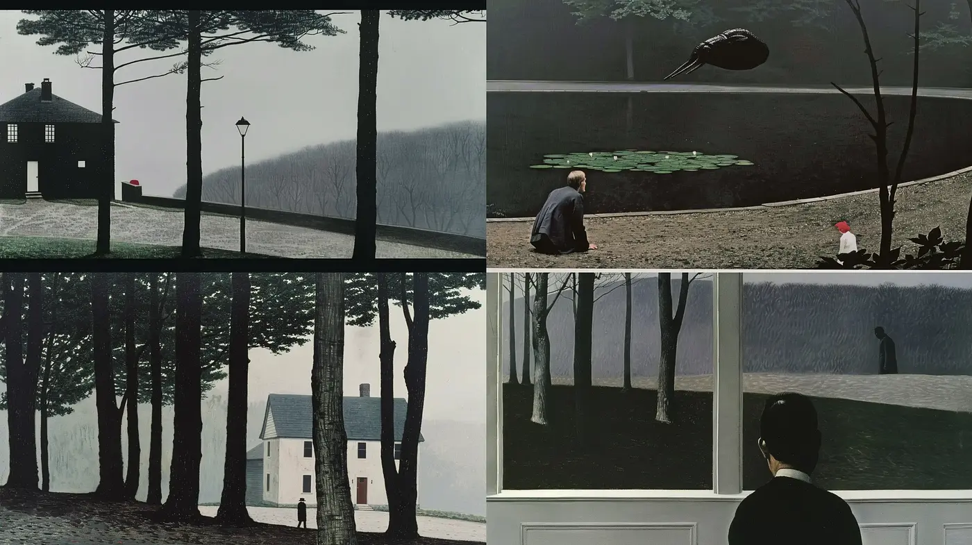 Misty Enigmatic Countryside - A Homage to Silent Resonance - Midjourney sref style