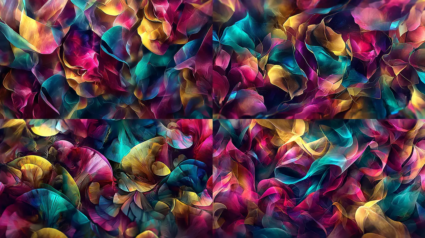 Vibrant and Flowing Abstract Floral Textures with a Whimsical Touch - Midjourney sref style