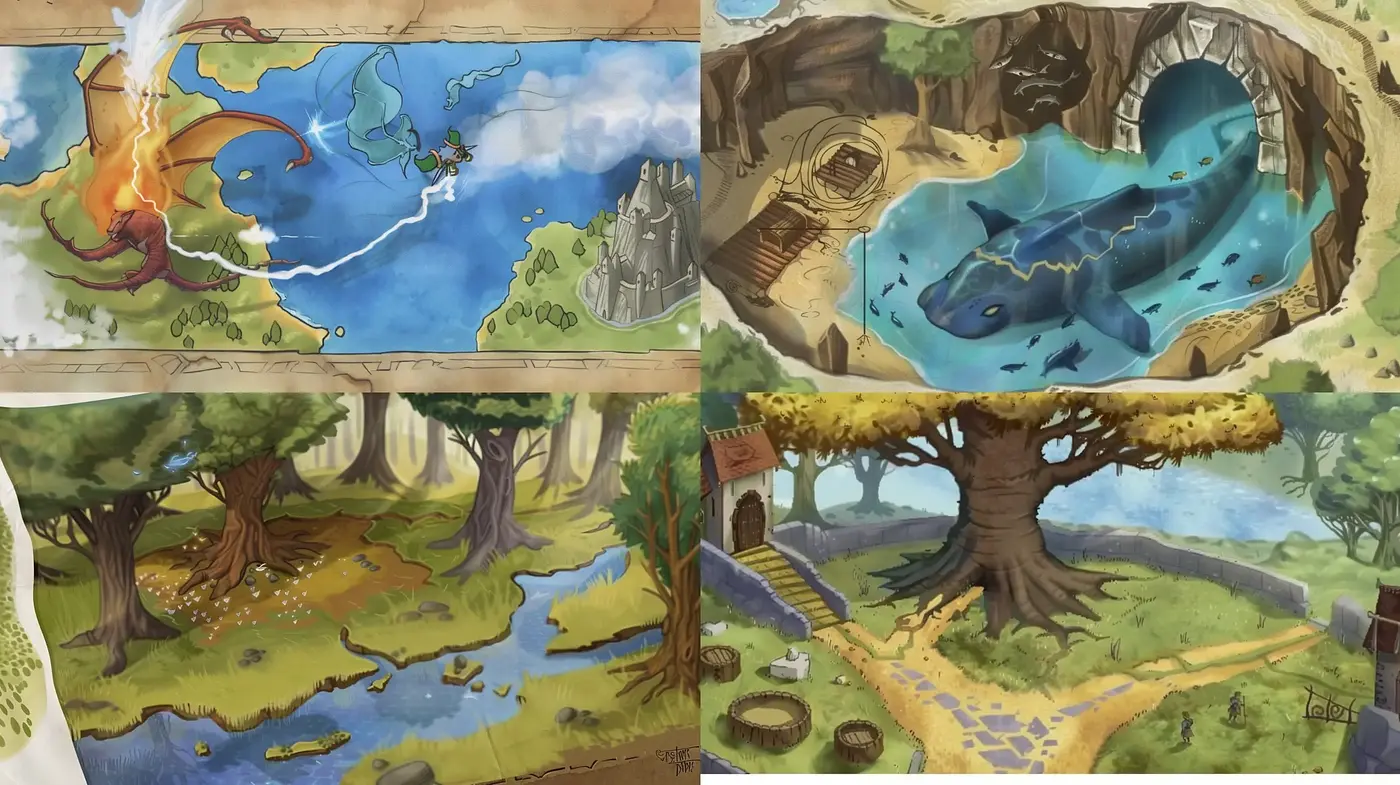 Enchanted Storybook Illustrations with a Warm Fantasy Palette - Midjourney sref style