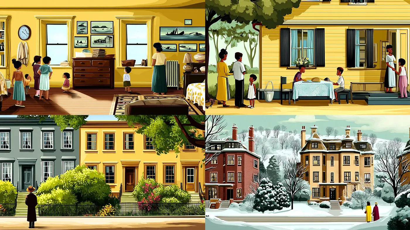 Colorful Illustrative Scenes with a Cozy Atmosphere - Midjourney sref style