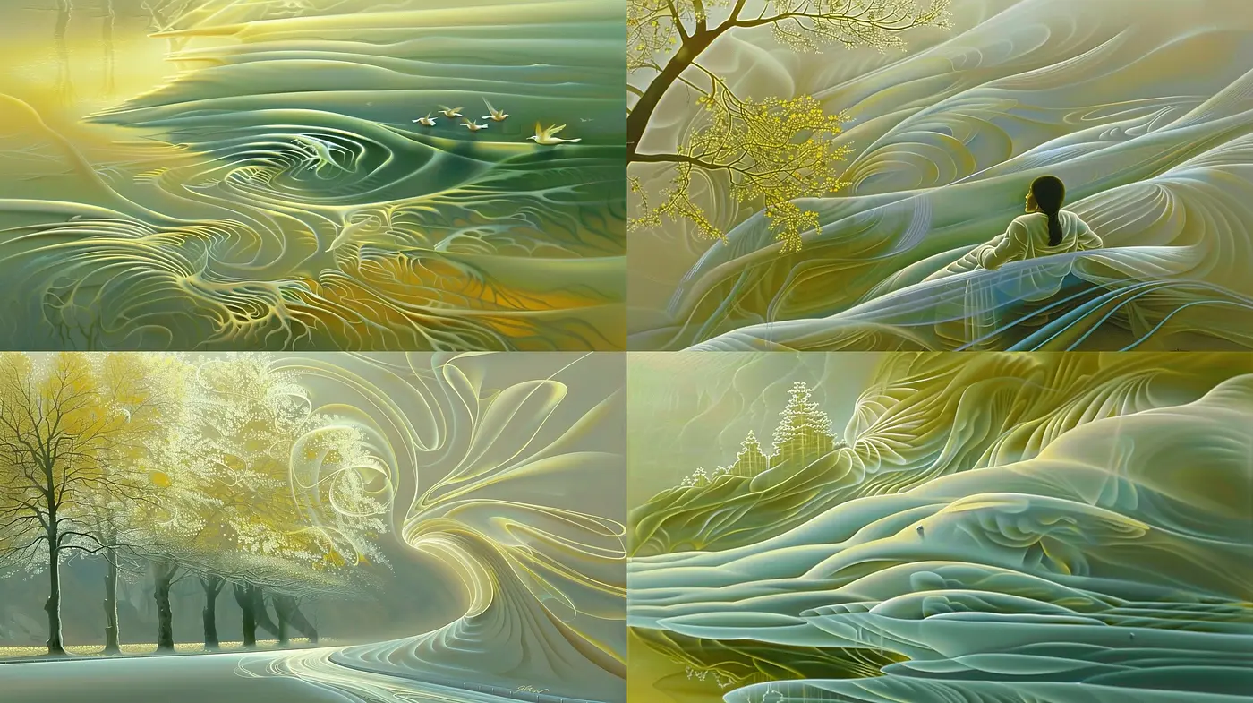 Surreal Ethereal Landscapes in Swirling Pastel Tones - Midjourney sref style