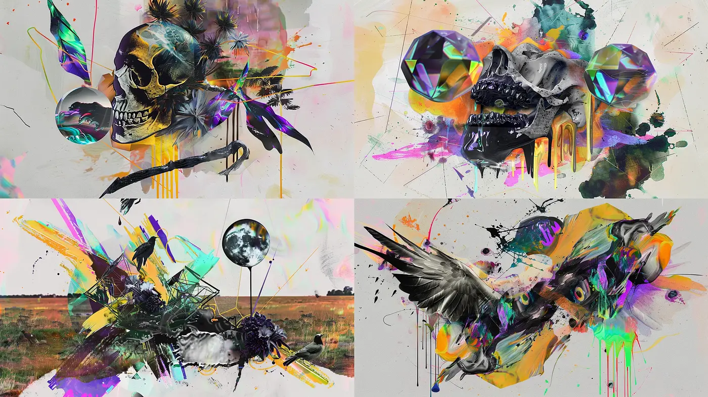 Abstract Splattered Chromatic Symphony - Midjourney sref style