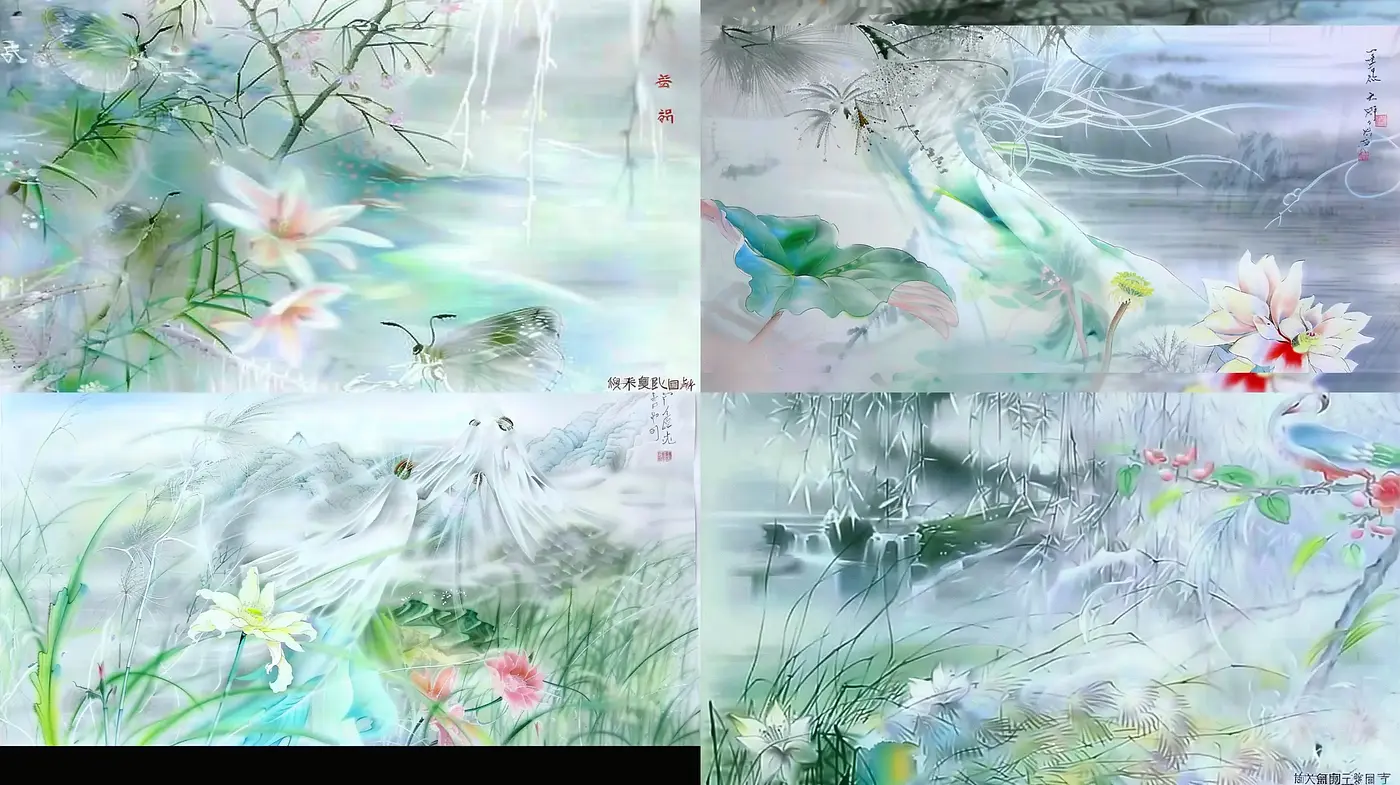 Ethereal Brushstrokes: A Tranquil Fusion of East Asian Ink Wash and Watercolor Dreamscapes - Midjourney sref style