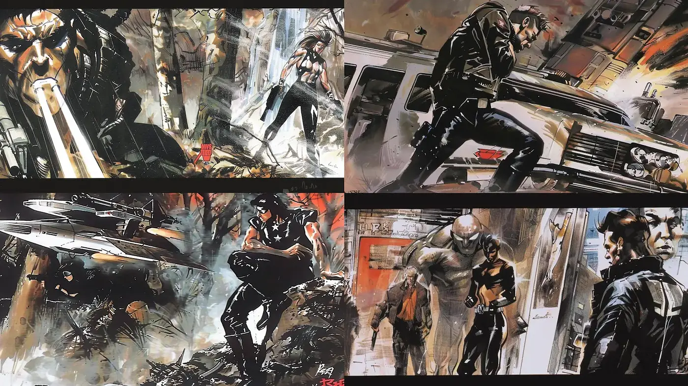 Dynamic urban dystopia with gritty textures and intense action - Midjourney sref style