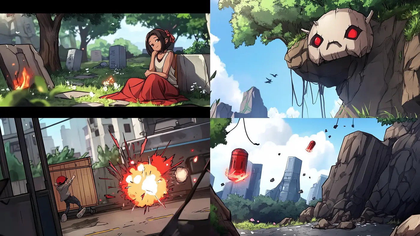 Dynamic Anime-Inspired Visuals with Harmonious Earth Tones - Midjourney sref style