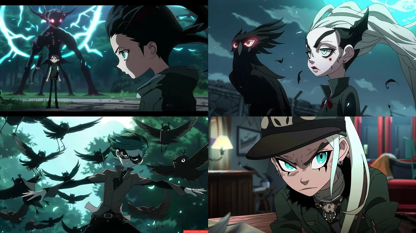 Nocturnal Elegance in Stylized Dynamic Anime - Midjourney sref style
