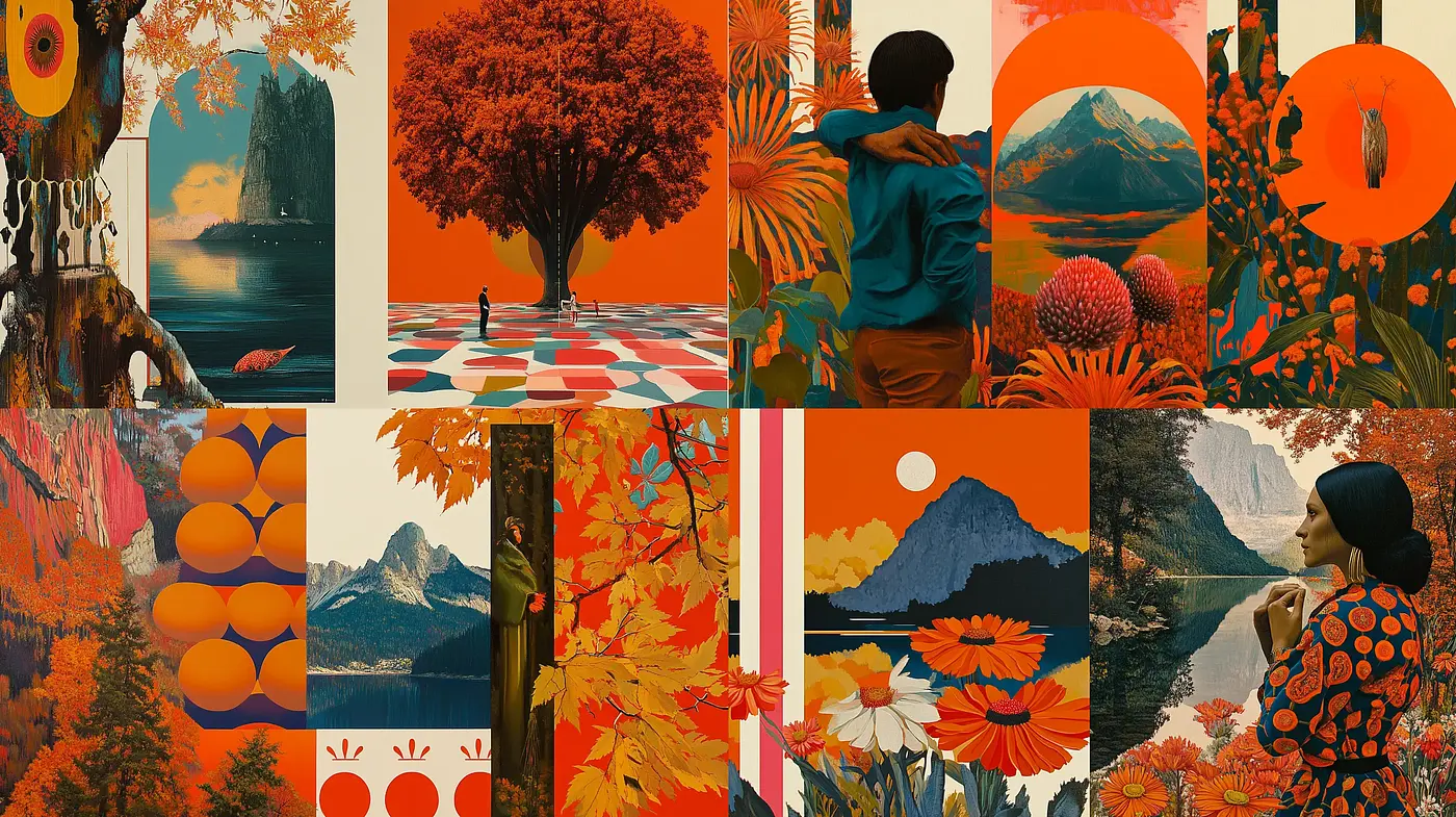 Autumnal Harmony: A Convergence of Nature and Geometry in Art - Midjourney sref style