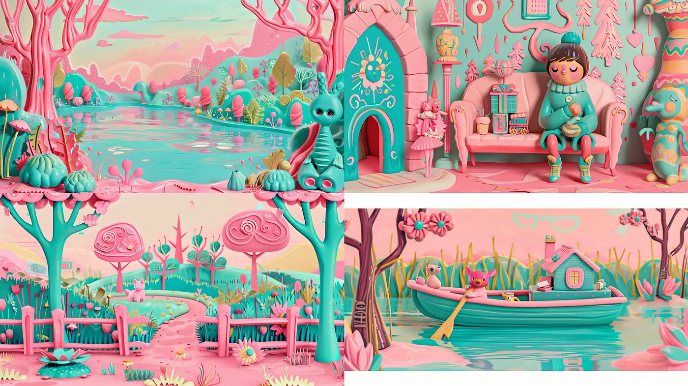 Candy-Colored Surrealist Fantasy - Midjourney sref style