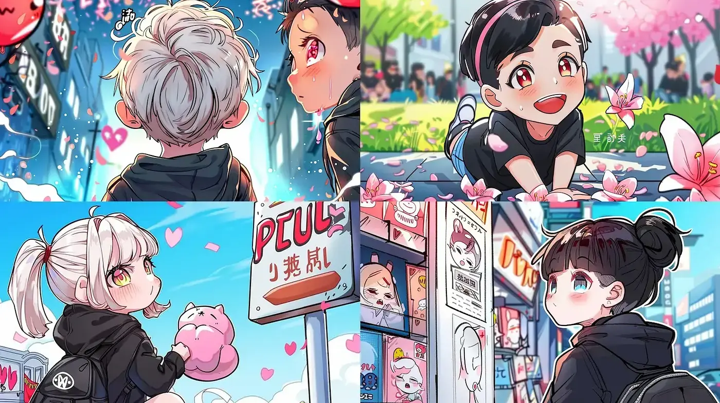 Whimsical and vivid urban anime aesthetic with character-focused narratives - Midjourney sref style