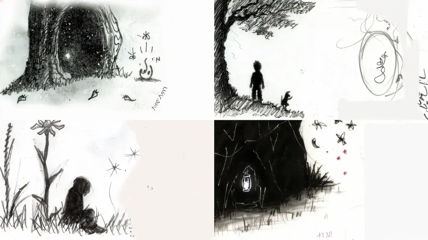 Charming and Evocative Hand-Drawn Illustrations with Nature Elements - Midjourney sref style