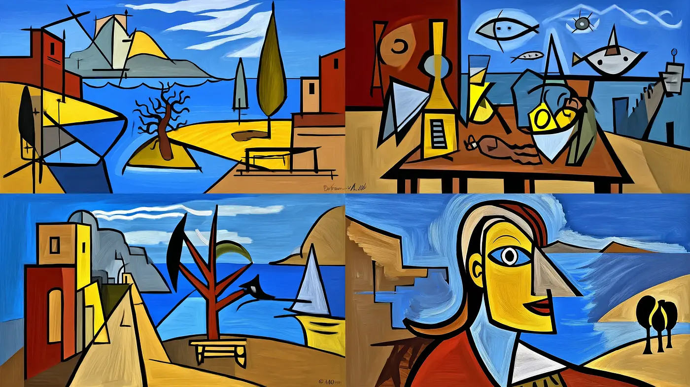 Vibrant Cubist Landscapes with Expressive Character Studies - Midjourney sref style