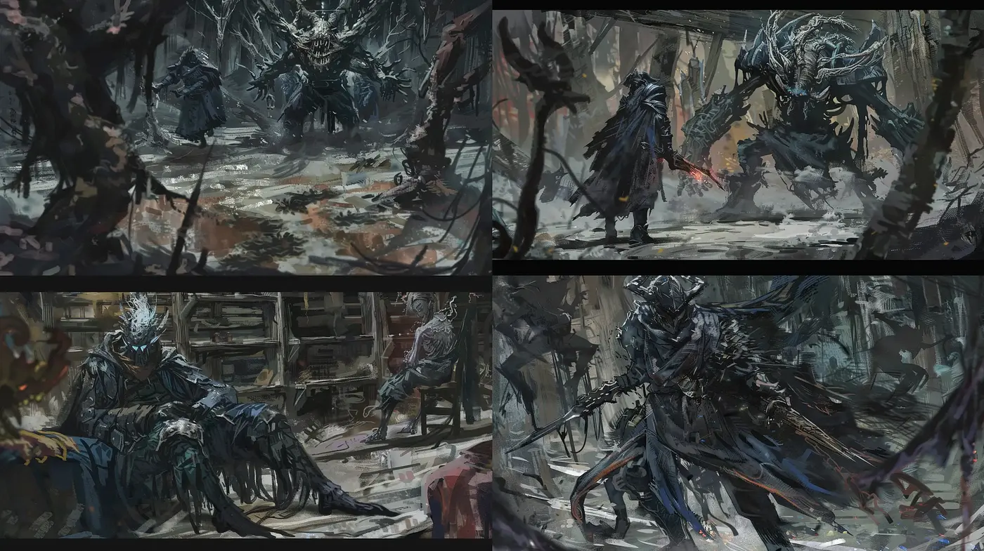 Ethereal Gothic Melancholy: A Consistent Mixture of Dark Fantasy and Painterly Textures - Midjourney sref style
