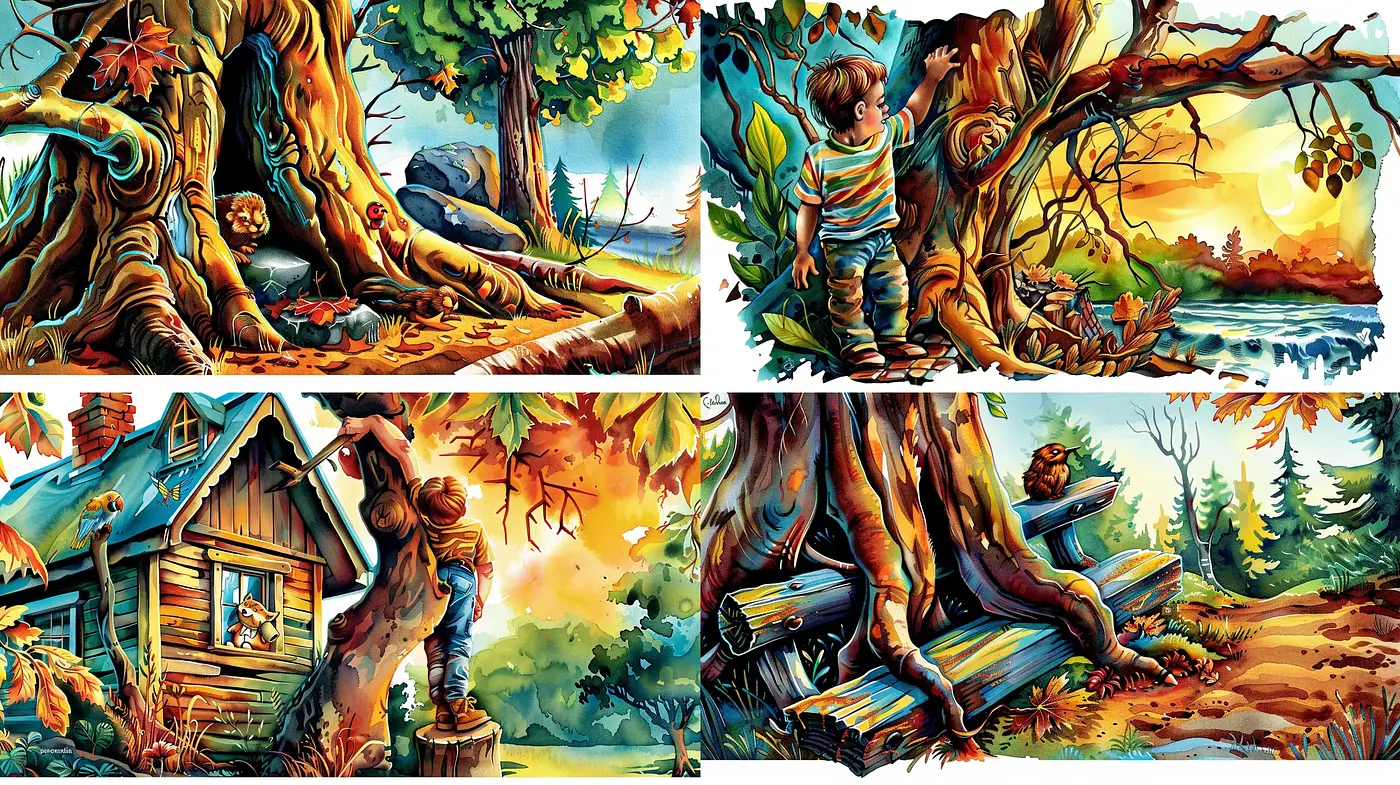 Enchanted Forest Dreamscape in Vivid Storybook Illustration Style - Midjourney sref style