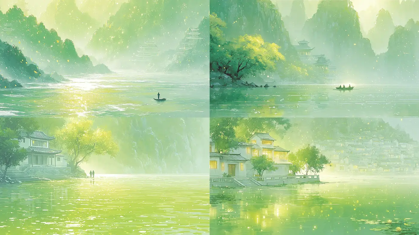 Serene and Ethereal Landscape with Luminous Elements - Midjourney sref style
