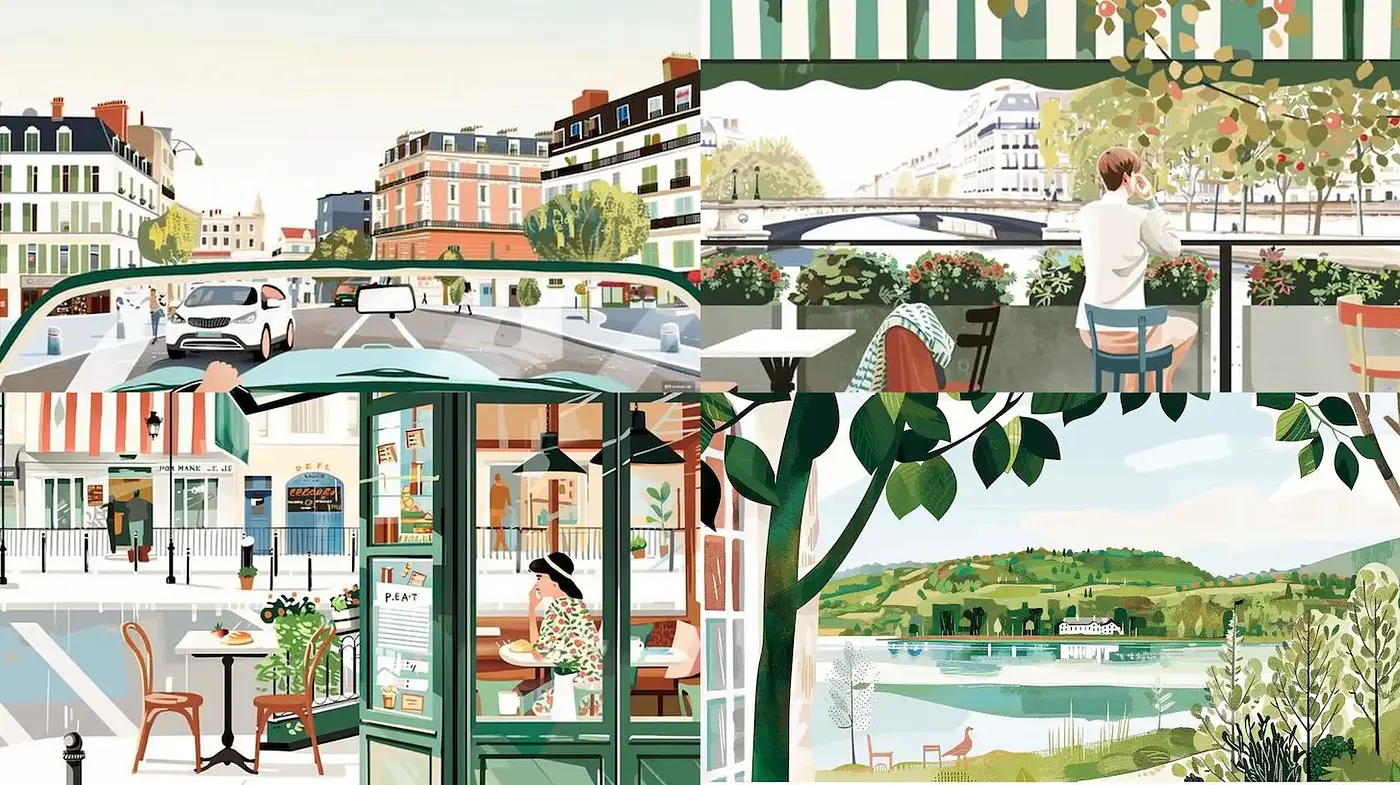 Charming Urban Scenes with a Touch of Whimsy - Midjourney sref style