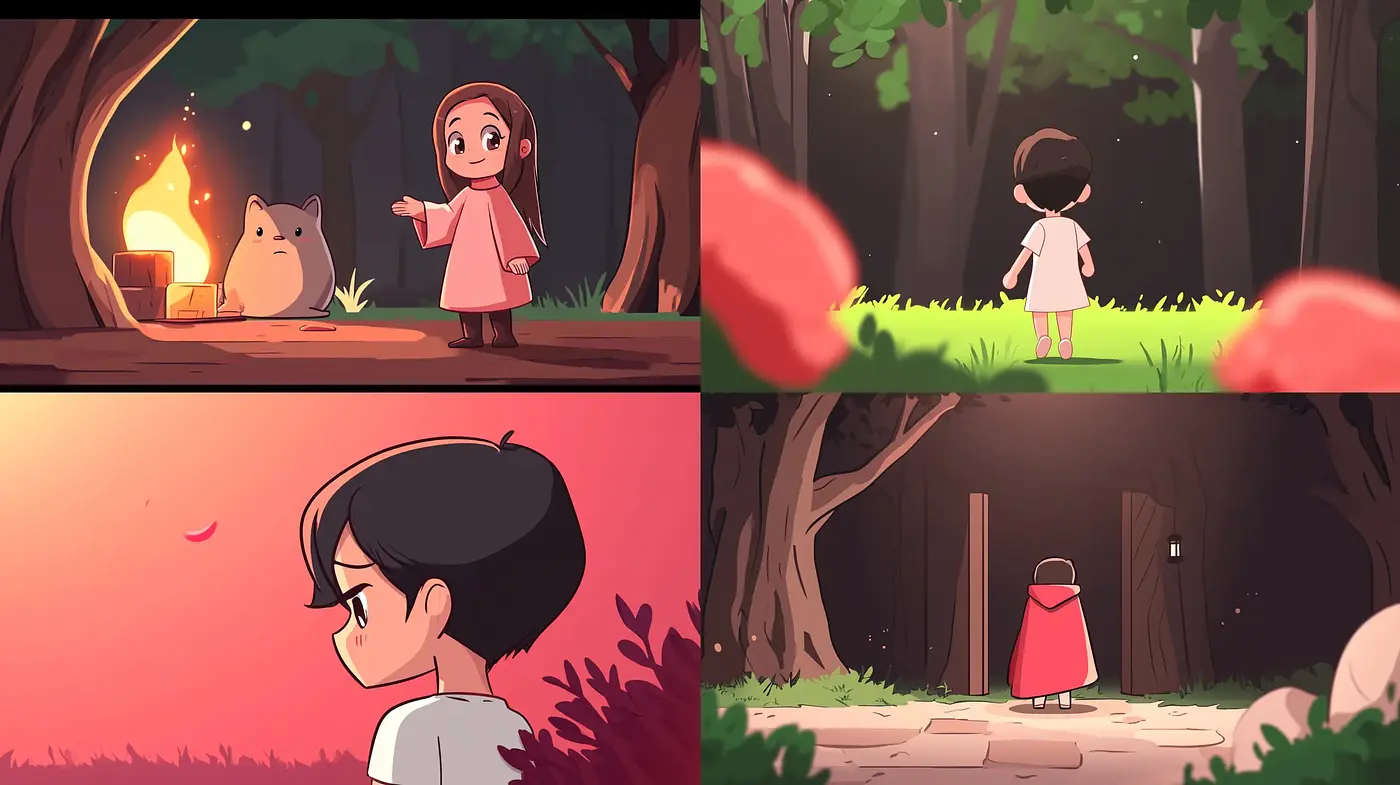 Whimsical Storybook Illustration Style with Anime Influence - Midjourney sref style