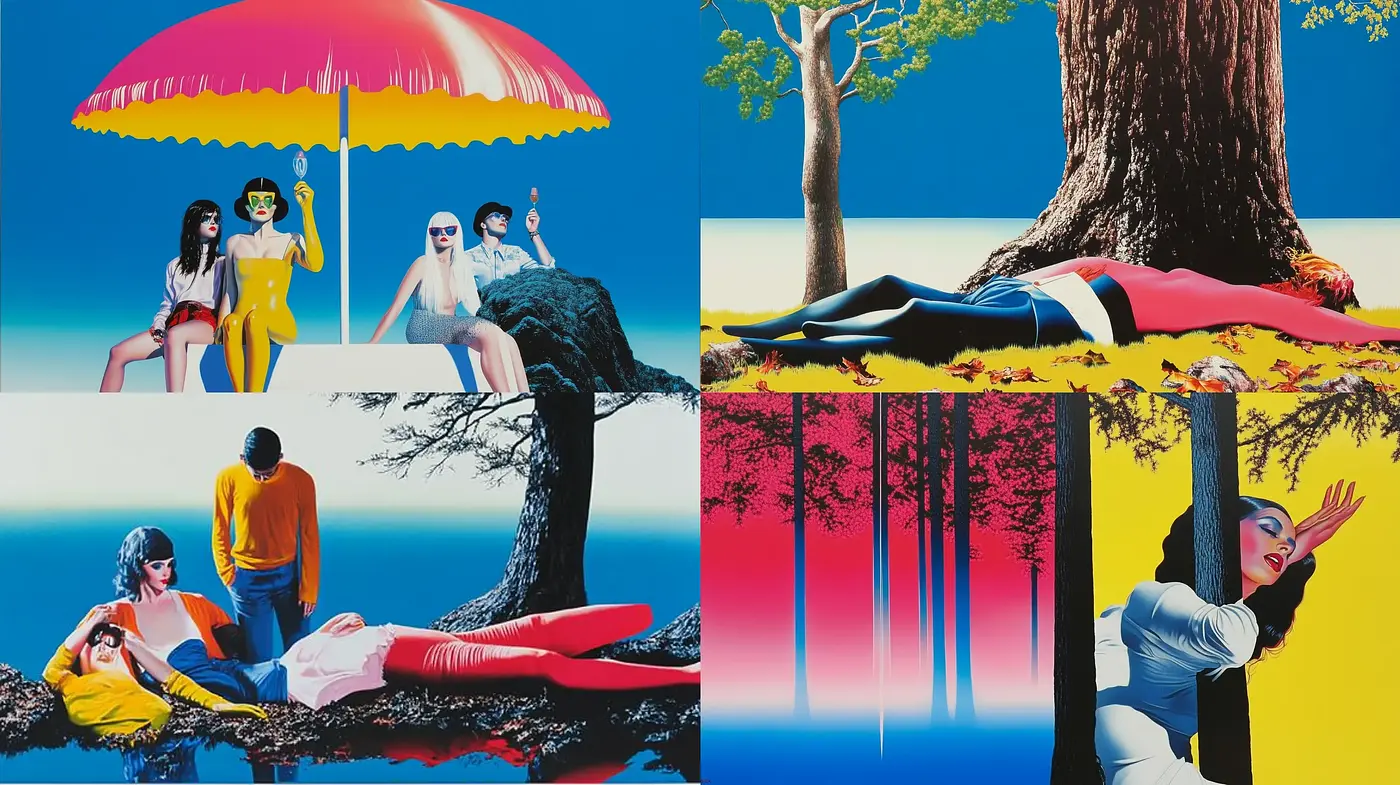 Saturated Serenity: A Harmonious Blend of Bold Colors and Surreal Landscapes - Midjourney sref style