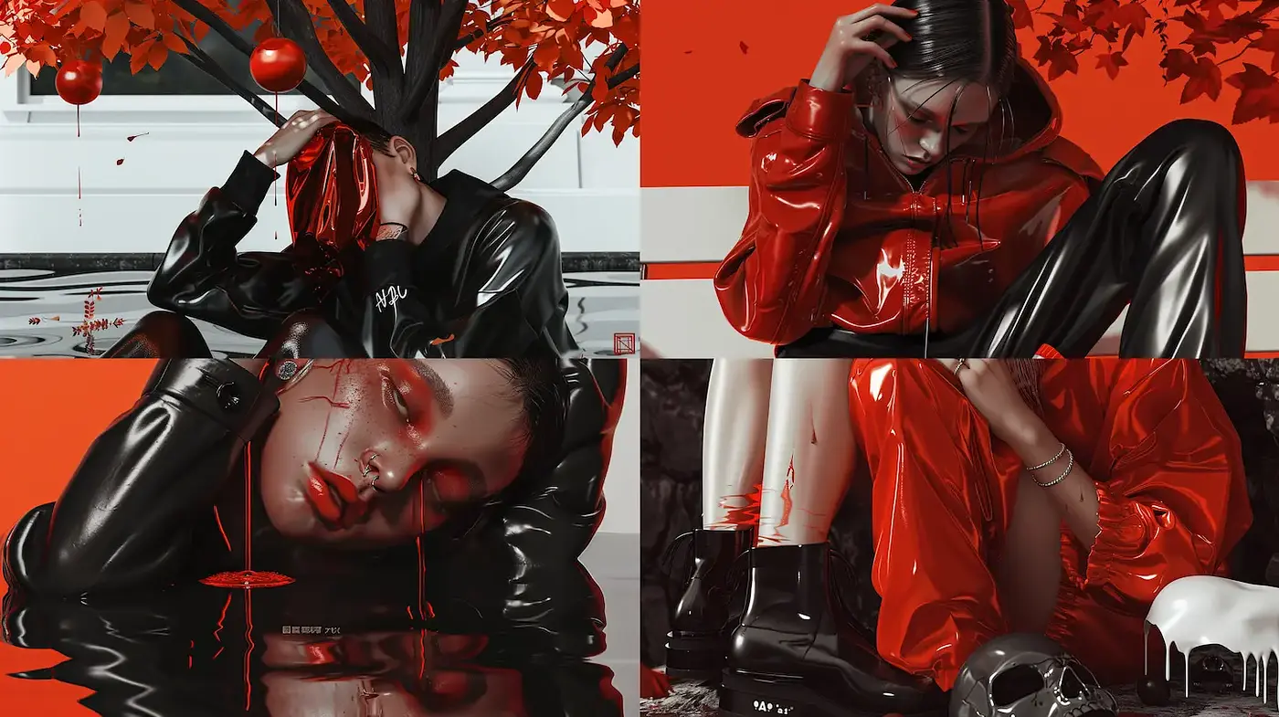 Striking and Intense Visual Aesthetics in Contemporary Digital Art - Midjourney sref style
