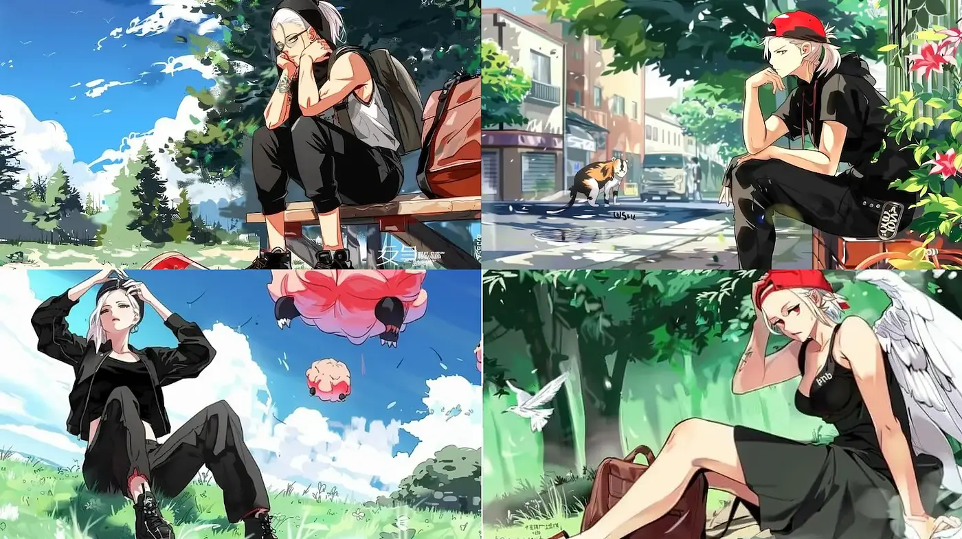 Vibrant urban anime-inspired aesthetic with a blend of nature - Midjourney sref style