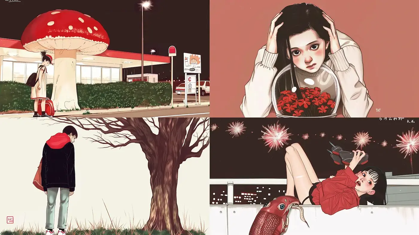 Eclectic Urban Dreamscape with Nostalgic Touch - Midjourney sref style