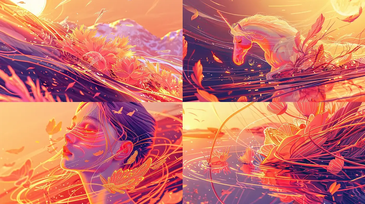 Whimsical and Ethereal Imagery with Nature Elements - Midjourney sref style