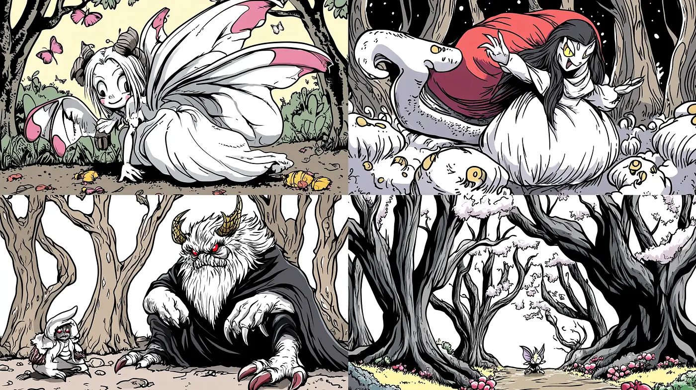 Whimsical Fantasy Comic Book Illustration - Midjourney sref style