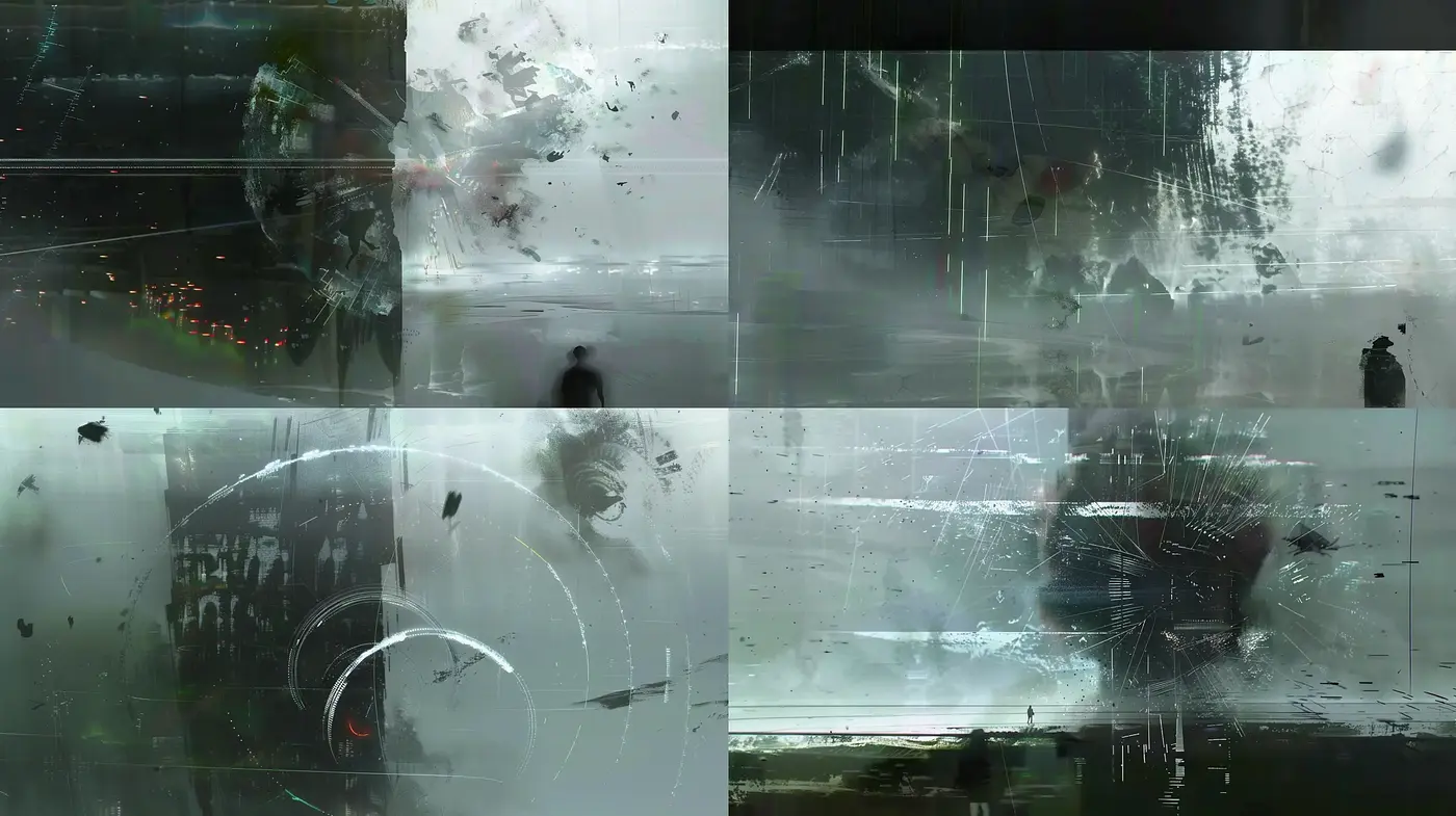 Abstract Dystopian Visions in Monochrome - Midjourney sref style