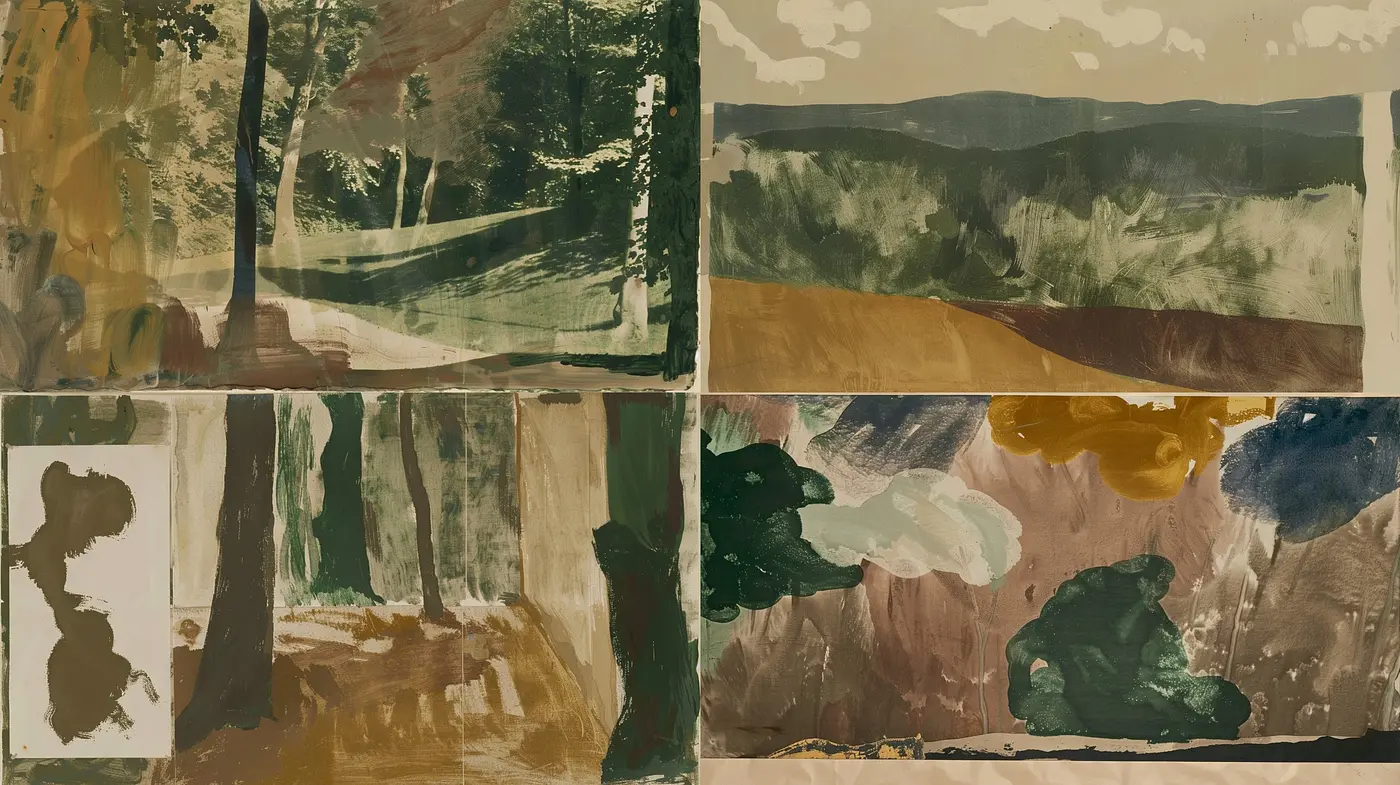 Abstract Earth-Toned Exploration with Gestural Brushwork - Midjourney sref style
