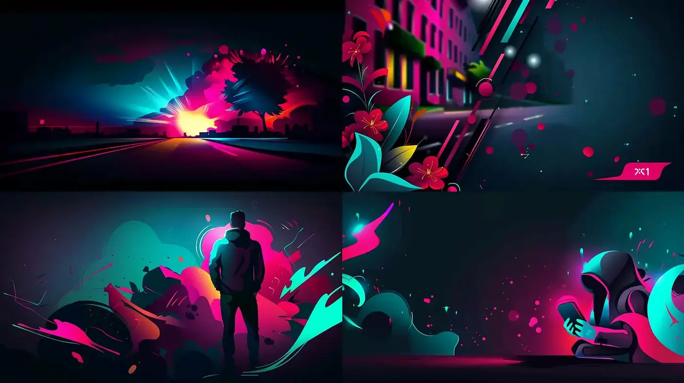 Dynamic and Vibrant Urban Aesthetic with Fusion of Nature and Technology - Midjourney sref style